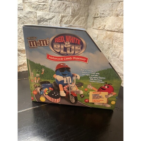 M&M Candy Dispenser Red White & Blue Freedom Rider Motor Cycle with Sidecar NEW - Picture 5 of 6